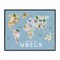 Stupell Industries Kid's Map Of World Blue Framed Giclee, design by Carla Daly